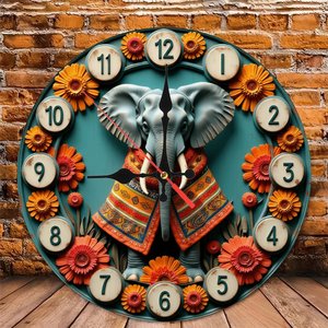 Round Wooden Wall <b>Clock</b> 25x25Cm Silent Non Ticking Low Profile Decor For Small Apartment - Product Image 4