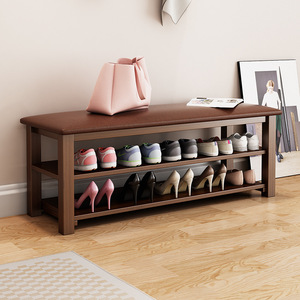 Soft <b>Padded</b> Shoe Changing <b>Stool</b> With Storage Rack For Home Entryway Use - Product Image 3