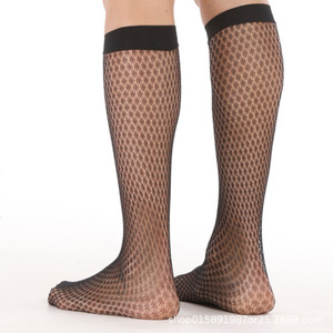 Men Fishnet <b>Socks</b> <b>Black</b> Nylon Mid Calf Anti Snag Quick Drying Regular Casual <b>Socks</b> - Product Image 3