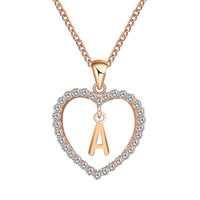 Couple Cadeau Lettre Style Anglais Zircon Initiale Alphabet Pendentif Collier chaîne Diamant coeur lettre amour chandail collier