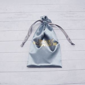 Luxury Drawstring Satin <b>Bag</b> with Logo Blue Gift Pouch <b>Dust</b> <b>Bag</b> Aseptic Best Packaging S005 - Product Image 6