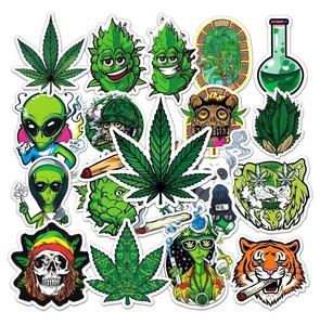 雑草の葉っぱグラフィティステッカー Hlmブランド ビニール素材 ノートパソコン、荷物、車、スケートボード用 防水仕様 カスタマイズ可能 - Product Image 6