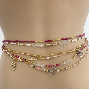 Chaîne de ventre élastique avec perles, nouvelle couleur, <span class=keywords><strong>ceinture</strong></span> perlée, ensemble de perles pour la taille, <span class=keywords><strong>2022</strong></span> - Product Image 6