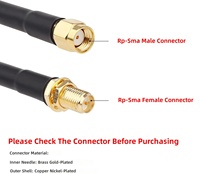 XRDS -RF RP-SMA Macho a RP-SMA Hembra, Cable Coaxial RG58 de 10 Pies para Antena WiFi, Router LAN, Adaptador de Tarjeta de Red Inalámbrica (China)