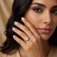 Bague de fiançailles en moissanite ovale plaquée or en argent sterling 925, avec bande texturée feuille de vigne et moissanite sertie à griffes