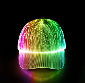 충전식 발광 RGB Led 야구 모자 Led 광 섬유 광학 스포츠 모자