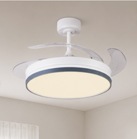 Ventilateur de plafond rétractable moderne, lampe LED à intensité variable avec télécommande, moteur DC réversible, ventilateur de plafond intérieur de 42 pouces