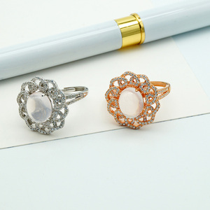 925 Silver Jewelry for Women Pretty Synthetic <strong>Moon</strong> <strong>Stone</strong> <strong>Ring</strong> with Gold Plated 925 Sterling Silver Casual <strong>Rings</strong> for Ladies - Product Image 5