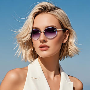 Nouvelles Lunettes de Soleil Femme Sans Monture Forme Diamant UV400 Métal Léger Verres PC Monture Noire Type 3 Pare-Soleil - Product Image 4