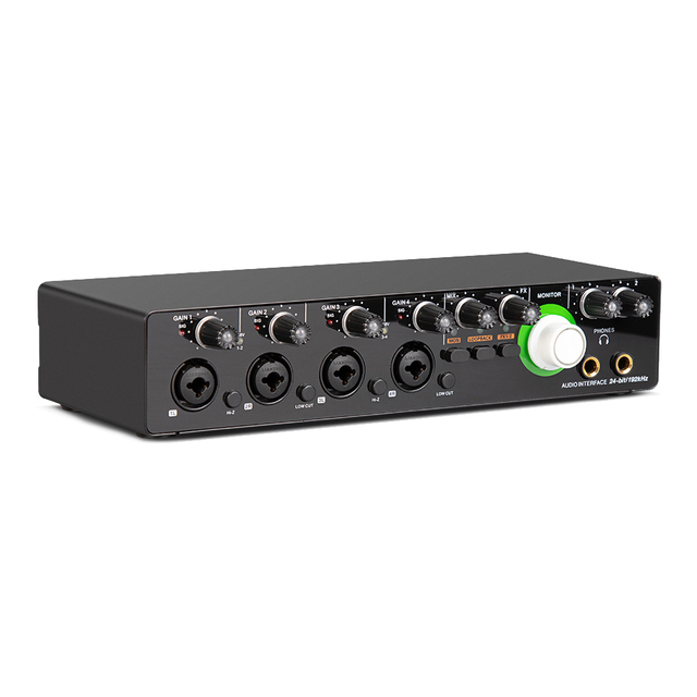 Hot Selling MD44 Carte Son 4 Input and 2 Output 24Bit 192Hkz USB Sound Card Audio Interface for Studio Live Recording