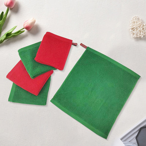 ผ้าเช็ดครัวสี่เหลี่ยมผ้าฝ้ายแท้สีพื้น 30x35 ซม. สีแดงและสีเขียว เป็นมิตรกับสิ่งแวดล้อม สำหรับใช้ในบ้านและร้านอาหาร - Product Image 3