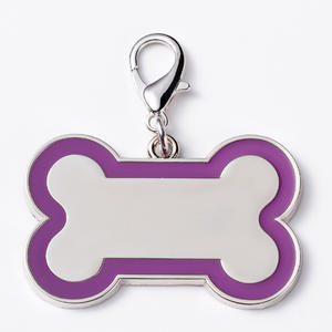 Plaque d'identification pour animaux de compagnie en métal plaqué blanc de qualité supérieure, logo personnalisé, gravure personnalisée, impression typographique, motif os coloré - Product Image 5