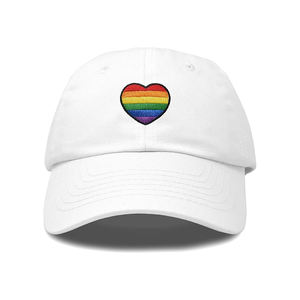Gorra de béisbol con bordado de corazón de arcoíris de algodón personalizado, sombrero de papá sin estructura liso de 6 paneles con ala curva de alta calidad - Product Image 2