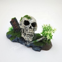 Décoration d'aquarium Crâne Humain Réaliste, Ornement de Bassin à Thème Pirate en Résine, Tête de Squelette Effrayante pour Grotte