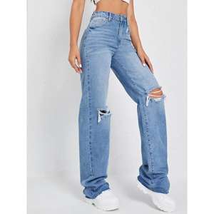 FUNKY JEANS Jean de luxe brodé en denim extensible, tissu écologique et durable, bleu glacier, tailles 26-40, modèle international Osca NU56 - Product Image 5