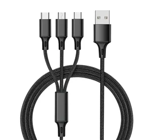 Cable de carga rápida 3 en 1 para teléfono móvil iPhone, Cable de carga rápida Usb de 2.8A, Micro tipo C, Cable de datos Multi 3 en 1