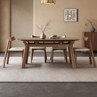 Table à manger extensible en bois massif de style mid-century, table 2-en-1 ronde à carrée pour petite salle à manger
