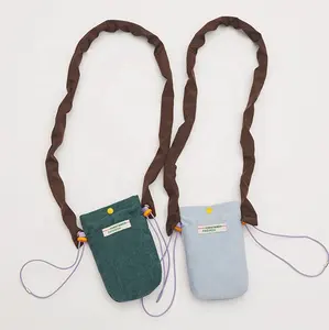 Corduroy Mini Bag Single Shoulder Crossbody Phone Bag With Contrast Color Textile Packaging