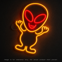 Enseigne néon LED Alien mignon, lumière néon Alien souriant de dessin animé pour salle de jeux, bar, décoration murale pour homme