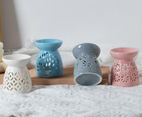 Brûleur de Cire Fondue Élégant pour Huile Essentielle, Diffuseur d'Huile en Céramique Creuse, Porte-Bougie Chauffe-Plat
