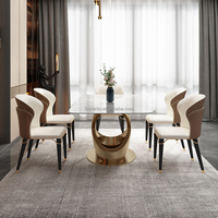 Table à manger en acier inoxydable, meuble en marbre, prix d'usine, utilisation d'hôtel, top