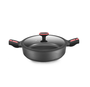 Modern Ev Mutfağı Yapışmaz PFOA İçermeyen Döküm Alüminyum Tencere Seti Bakalit Yumuşak Dokunuşlu Saplı Gazlı Ocaklarla Uyumlu Cam Kapaklı - Product Image 5