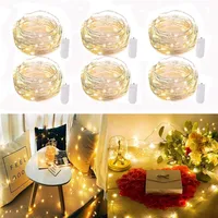 Guirlande lumineuse LED à piles CR2032, 1m, 3m, 5m, fil de cuivre, étoiles scintillantes, éclairage de Noël, IP44, intensité variable, directement de l'usine