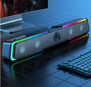 HP DHE-6002 RGB Computer SoundBar HiFi Stereo Sound Portable <strong>Wired</strong> Desktop <strong>Speakers</strong> for <strong>PC</strong> TV Theater - Product Image 4