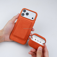 Étui de téléphone portable en cuir Alcantara orange à bas prix TC pour iPhone 18 17 Pro Max avec logo personnalisé