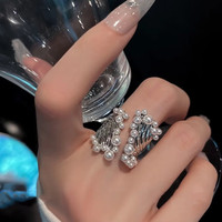 YW mode bague en argent banlieue perle décoration alliage matériel bagues pour les femmes