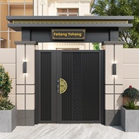 Portail de cour moderne en alliage d'aluminium, à ouverture simple/double, durable, commande manuelle pour maison rurale auto-construite