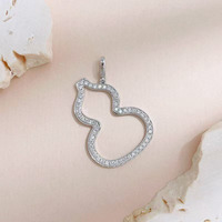 Ciondolo a forma di zucca in oro bianco 18 carati con diamante coltivato in laboratorio, doppio portafortuna, gioiello raffinato da donna, catene alla moda, delicato e tempestato di diamanti.