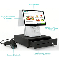 Terminal Punto de Venta para Supermercado, Pantalla Táctil Dual de 15.6 Pulgadas, 8G+128G, Caja Registradora, Sistema POS