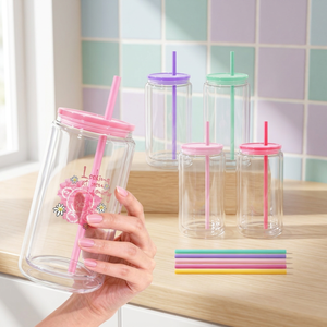 Lot de 50 gobelets Mason en plastique à double paroi de 16 oz, prêts à l'emploi aux États-Unis, avec trou pré-percé pour boire directement, sans BPA, thermiques - Product Image 3