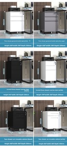 <span class=keywords><strong>Armoire</strong></span> de rangement de <span class=keywords><strong>bureau</strong></span> en acier robuste avec serrure, 3 tiroirs mobiles, unité de tiroirs en acier sous le <span class=keywords><strong>bureau</strong></span> - Product Image 5