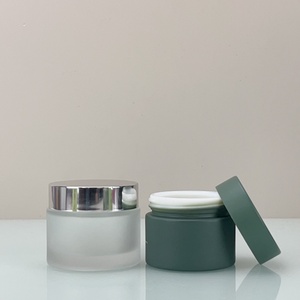 Pot à crème rond en verre vert de 10g, 15g, 20g, 30g, 50g, 100g avec couvercle en plastique - Product Image 3