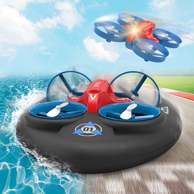 Mini Drone Toy 3 in 1 Remote Control Toys RC Boat Car Drone for Kids 2.4 GHz RC Helicopter Pool Toys for Kids