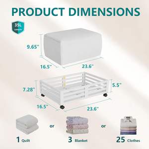 2 packs de conteneurs de rangement sous le lit en bambou grande capacité, organisateur sous le lit avec roulettes - Product Image 3
