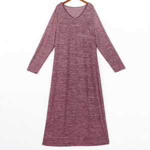 Lässiges, langärmliges, gestricktes Schlaf kleid mit V-Ausschnitt und Übergröße, weiche, schlanke Nachthemden, Nacht kleider für Frauen, <span class=keywords><strong>Xx</strong></span> <span class=keywords><strong>Xxxl</strong></span>, XXL, <span class=keywords><strong>XXXL</strong></span>, XXXXL - Product Image 6