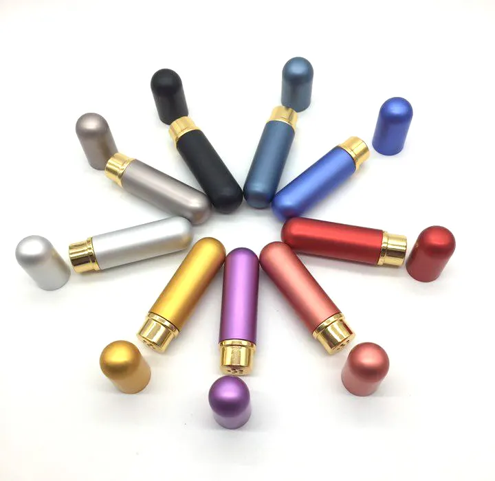 Essentiële Olie Aluminium Neus Inhalers met Polymeer Katoenen Wieken, Set van 7 Kleuren