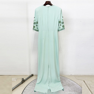 <span class=keywords><strong>Abito</strong></span> da Festa <span class=keywords><strong>Vintage</strong></span> Antistatico Verde Menta con Maniche Corte, Dettagli in Rete e Perline, Silhouette a Linea A, Vendita all'Ingrosso - Product Image 3