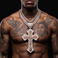 Promotion Collier Pendentif Croix en Argent Sterling 925 et Moissanite, Bijou Statement Hip Hop Iced Out pour Hommes, Cadeau Streetwear