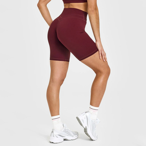 Pantalones cortos ultrasuaves de cintura alta para mujer, mallas de entrenamiento para ciclismo con logotipo personalizado, cintura elástica, esculpir, elásticos, ligeros, en blanco - Product Image 2