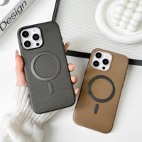 Étui de téléphone personnalisé en cuir PC avec chargement sans fil pour iPhone 16 17 Pro Max, en cuir PU de luxe, protection intégrale antichoc