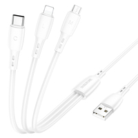 Câble de charge 3-en-1 BOROFONE BX71 (iP+Micro + Type-C) avec charge rapide 3A et conducteur en cuivre pur