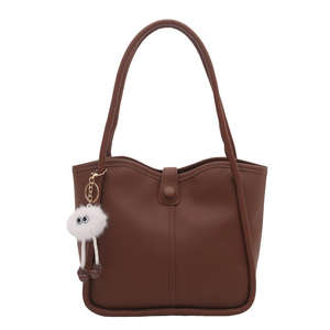 กระเป๋าถือทรงถัง PU สำหรับผู้หญิง ดีไซน์ทันสมัย หรูหรา สไตล์เรโทร เหมาะสำหรับฤดูหนาว สะพายไหล่หรือถือก็ได้ บุด้วยโพลีเอสเตอร์ - Product Image 6