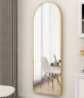 Espejo de Pared de Aluminio Dorado y Negro, Grande, Personalizado, con Marco Decorativo en Forma de Arco, de Lujo, para Dormitorio, Sala de Estar o Vestidor
