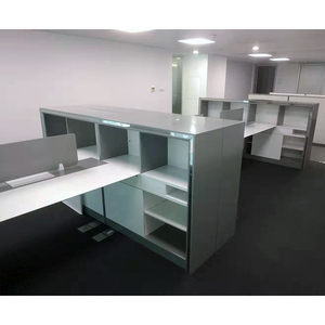 Modern High Quality White and Grey Office Furniture <strong>Corner</strong> Staff Desk with Storage Small Compact Modular <strong>Workstation</strong> - Product Image 5