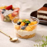 117mm diameter, 14oz PET plastic fruit schaal, wegwerpbaar, hoge kwaliteit, transparante verpakking voor ijs, gelei, yoghurt en desserts