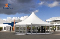 Tente polygonale multi-angles personnalisée, grande, hexagonale, octogonale, structure en aluminium robuste, tissu PVC, exposition extérieure, salon professionnel
